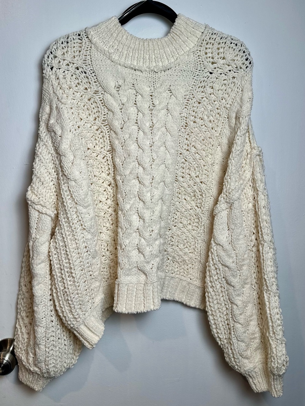 POL Cream Cable Knit Turtleneck Sweater